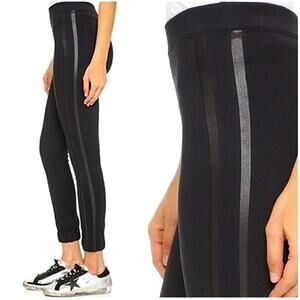 Spanx Pants Womens Large Black Track Legging Jogger Pull On Sporty Faux Leather